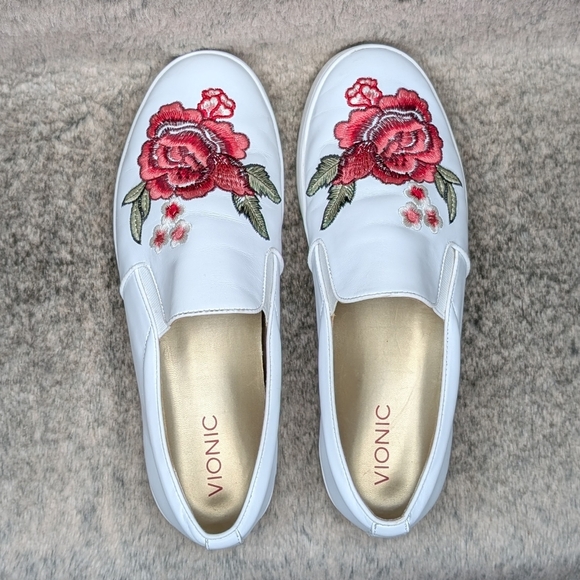 Vionic Midi Floral Slip On Sneaker Embroidered White Women's 10 - Picture 7 of 11